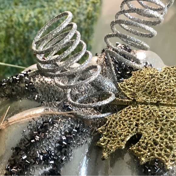 New! Silver & Gold Sparkly Pumpkin - Picture 2 of 7